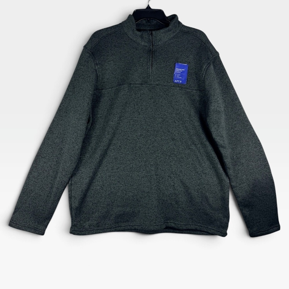 Apt. 9 Sweater Fleece Quarter Zip Mens XL Uptown Grey MA03K412RN NWT
